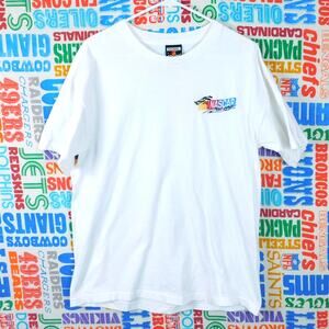 Vintage NASCAR Racing Chest Logo T Shirt Size L Signal Sport 90s Minor Flaws